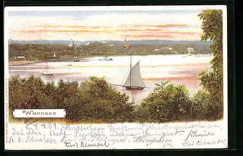 Lithographie Berlin, Partie am Wannsee