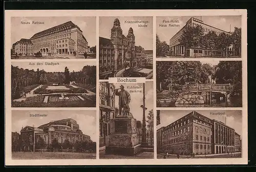 AK Bochum, neues Rathaus, Stadtpark, Stadttheater