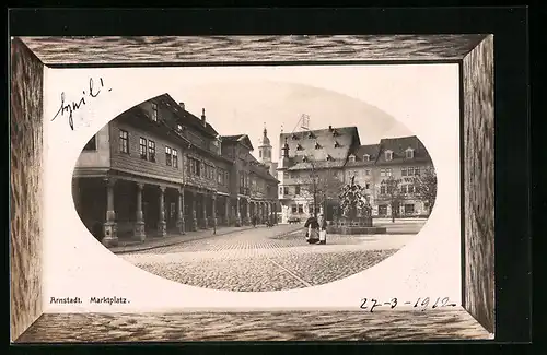 AK Arnstadt, Marktplatz mit Brunnen