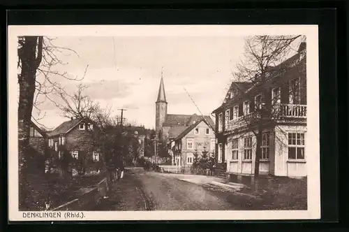 AK Denklingen /Rhld., Strassenpartie mit Kirche