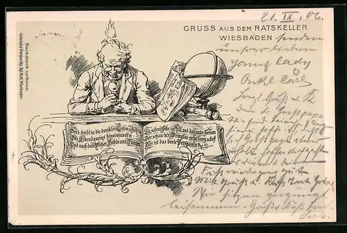 AK Wiesbaden, Motiv Gruss aus dem Ratskeller