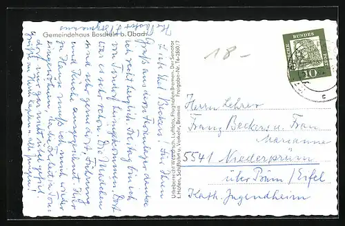 AK Boscheln b. Übach, Ortsansicht mit Gemeindehaus