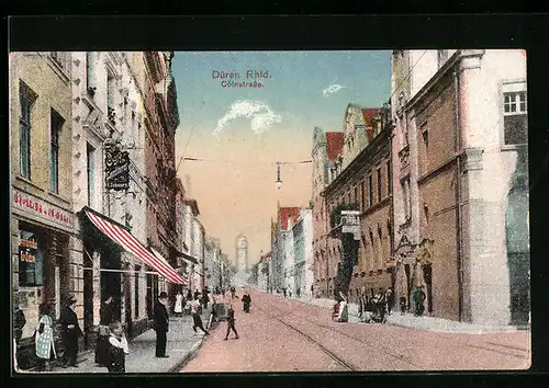 AK Düren /Rhld., Cölnstrasse mit Turm