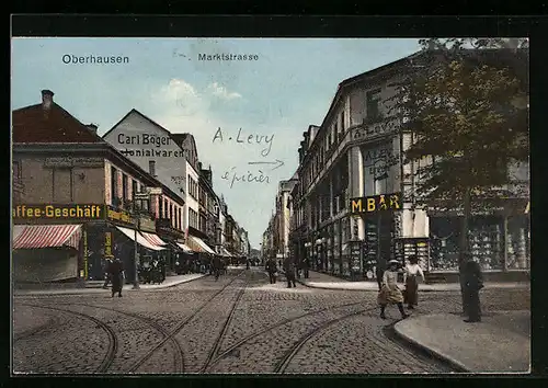 AK Oberhausen, Marktstrasse mit Passanten