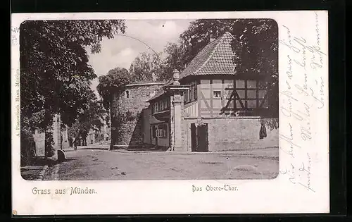 AK Hann. Münden, Strassenblick an der Rotunde, Oberes Tor