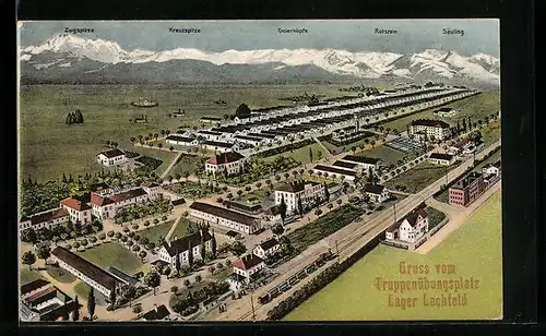 AK Lager Lechfeld, Truppenübungsplatz aus der Vogelschau