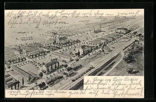 AK Lager Lechfeld, Teilansicht aus der Vogelschau