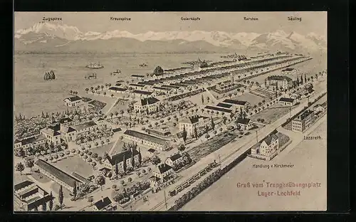 AK Lager Lechfeld, Truppenübungsplatz aus der Vogelschau