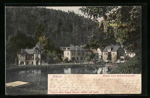 AK Dresden-Pillnitz, Partie beim Friedrichsgrund