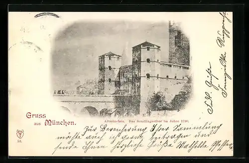 AK München, Das Sendlingertor 1790