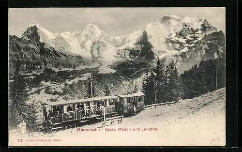 AK Mürrenbahn mit Eiger, Mönch und Jungfrau