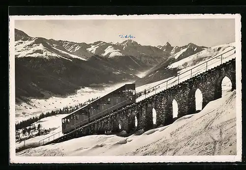 AK Davos-Parsenn-Bahn mit Blick auf Piz d`Aela und Tinzenhorn
