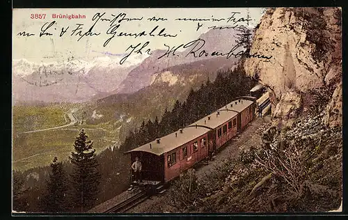 AK Blick auf die Brünigbahn, Bergbahn