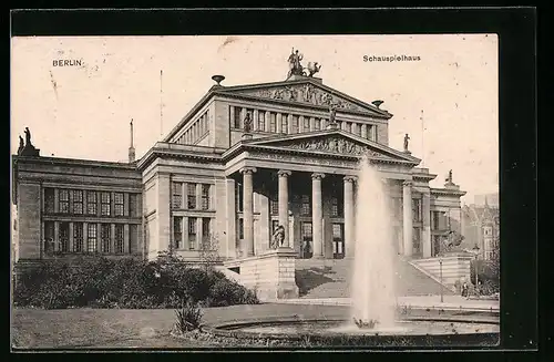 AK Berlin, Schauspielhaus mit Springbrunnen