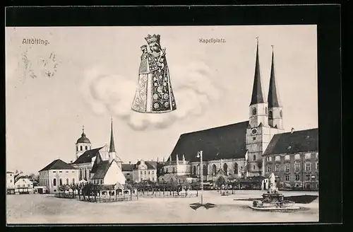 AK Altötting, Kapellplatz mit Kirche