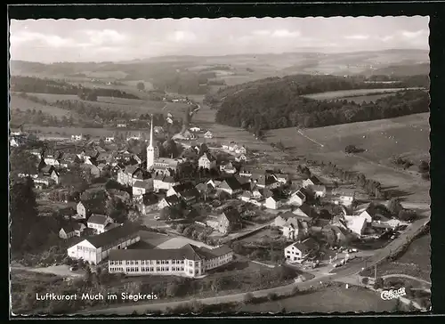 AK Much im Siegkreis, Fliegeraufnahme des Luftkurortes