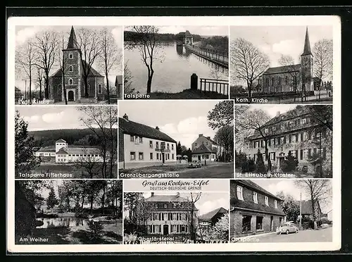 AK Roetgen /Eifel, Strassenpartie mit VW Käfer, Grenzübergangsstelle