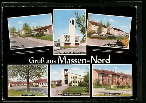 AK Massen-Nord, Ladenstrasse, St. Hedwig Kiche