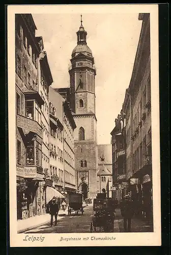 AK Leipzig, Burgstrasse mit Thomaskirche