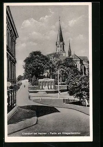 AK Eilendorf bei Aachen, Partie am Kriegerdenkmal