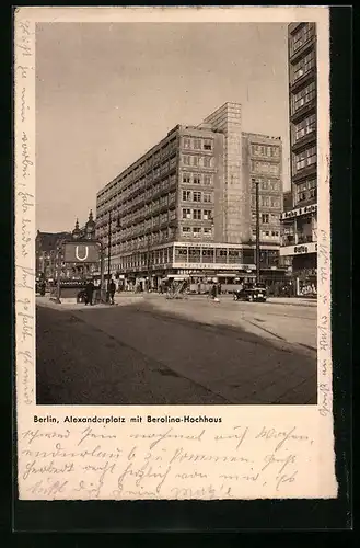 AK Berlin, Alexanderplatz mit Berolina-Hochhaus