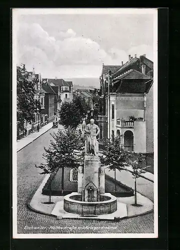 AK Eschweiler, Moltkestrasse mit Kriegerdenkmal