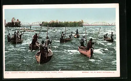 AK Indians fishing in the rapids, Sault Ste. Marie