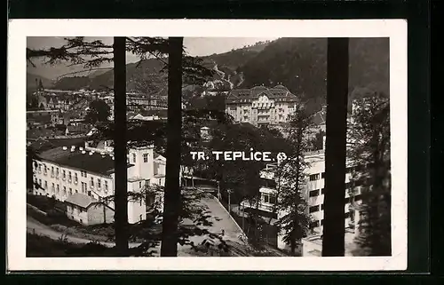 AK Tr. Teplice, Ortspartie mit Bäumen