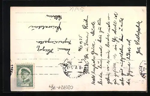 AK Tr. Teplice, Ortspartie mit Bäumen