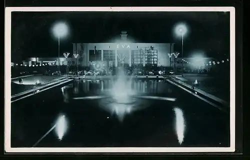 AK Piestany, Strandbad Eva bei Nacht