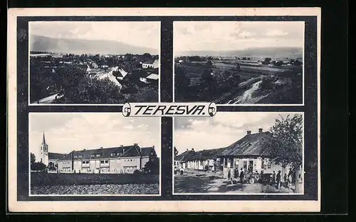 AK Teresva, Teilansicht, Gebäude mit Kirche, Strassenpartie