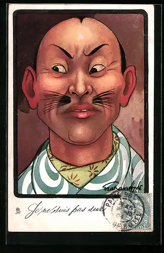 Künstler-AK Chinese als Karikatur