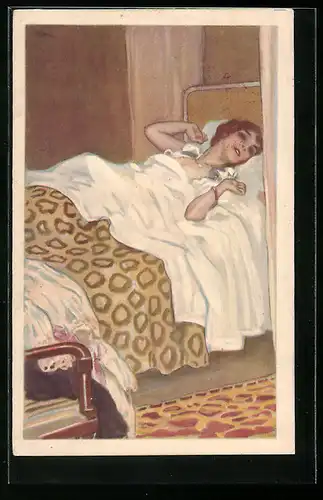 Künstler-AK Leopoldo Metlicovitz: Dame im Bett