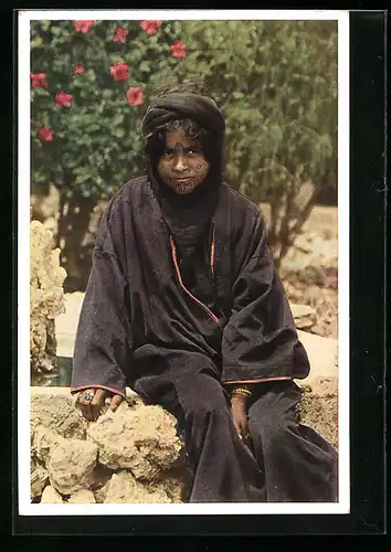 AK Junge Beduinin in der Gegend von Kapernaum, Tattoo /Henna