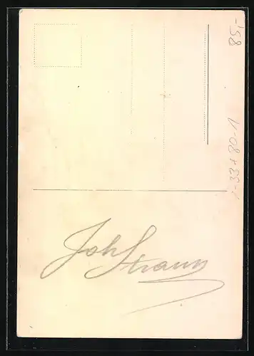 AK Portrait Johann Strauss in Abendgarderobe mit Orden, Autograph