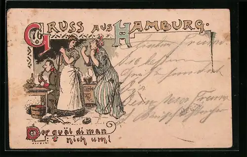 Künstler-AK unsign. Hans Christiansen: Dor quäl di man nich um!