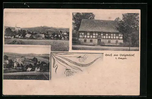 AK Voigtsdorf i. Erzgeb., Fachwerkhaus, Ortspartien