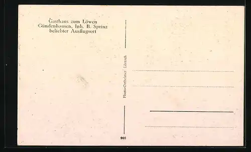 AK Gündenhausen, Gasthaus zum Löwen von B. Sprinz