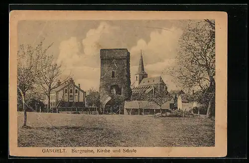 AK Gangelt, Burgruine, Kirche und Schule