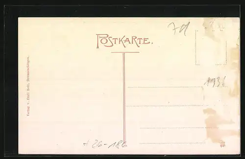 Künstler-AK Eugen Felle: Donaueschingen, Donauquelle, Gesamtansicht mit Umgebung