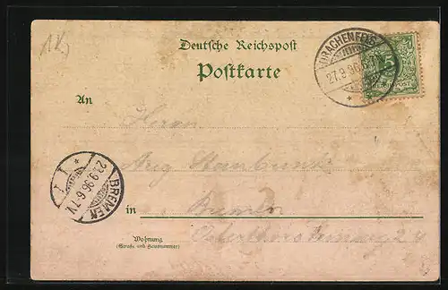 Lithographie Königswinter, Drachenburg, Ruine Drachenfels, Zahnradbahn