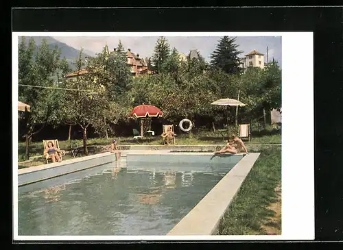 AK Merano, Hotel Mendola mit Pool, Winkel-Weg 35