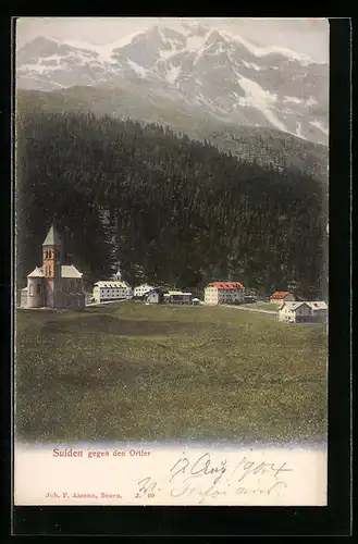 AK Sulden, Ortsansicht gegen den Ortler