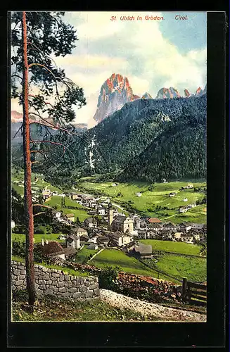 AK St. Ulrich, Ortsansicht aus der Vogelschau