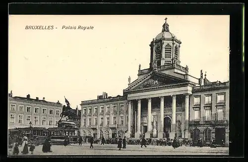 AK Bruxelles, Palais Royale, Strassenbahn