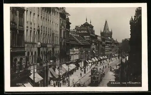 AK Praha, Na Prikopech, Strassenbahnen