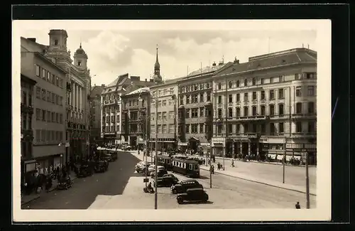 AK Brno, Namesti Svobody, Strassenbahn