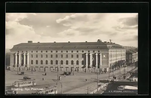 AK Göteborg, Nya Posthuset, Strassenbahnen