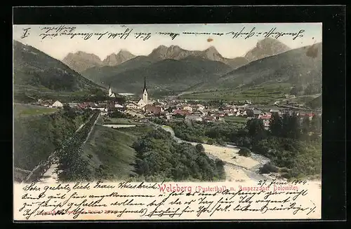 AK Welsberg /Pusterthal, Gesamtansicht mit Ampezzaner Dolomiten
