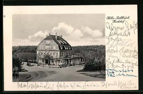 AK Köln-Dellbrück, Gasthaus Heidehof aus der Vogelschau